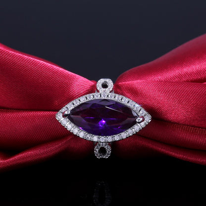 Luxury Brilliant Purple Stone Party Rings Vintage Devil Eye Symbol Micro Paved Cocktail Party Rings For Women Hot Selling