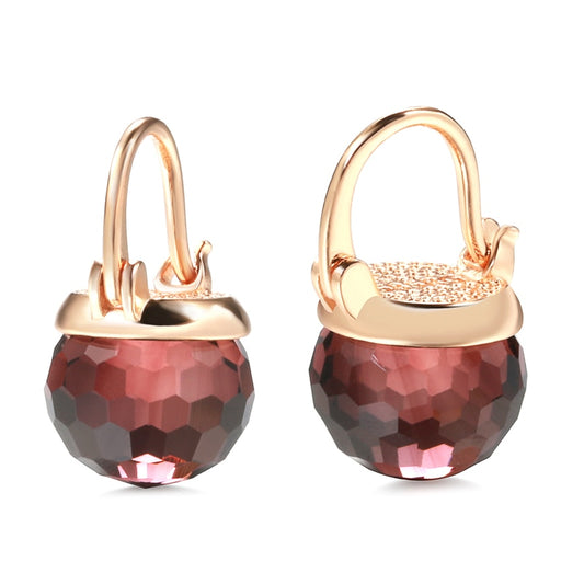 New 585 Rose Gold Glass Ball Drop Earrings