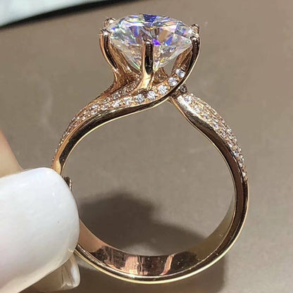 Luxury Gold Color Women Engagement Wedding Rings Inlaid Shiny CZ Noble Party Jewelry Nice Anniversary Gift Fashion Rings