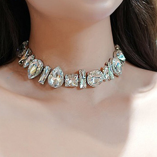 Geometric Crystal Choker Necklaces