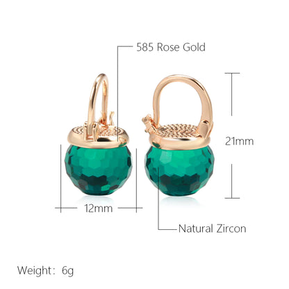 New 585 Rose Gold Glass Ball Drop Earrings