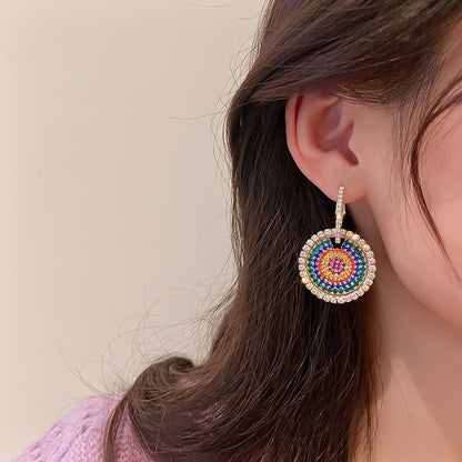 New Design Colorful Rhinestones Hoop Earrings, Style JLRE7947