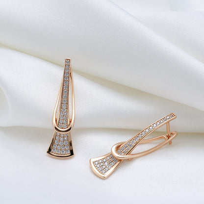 Luxury Curve Triangle Long Pendant Zircon Earrings