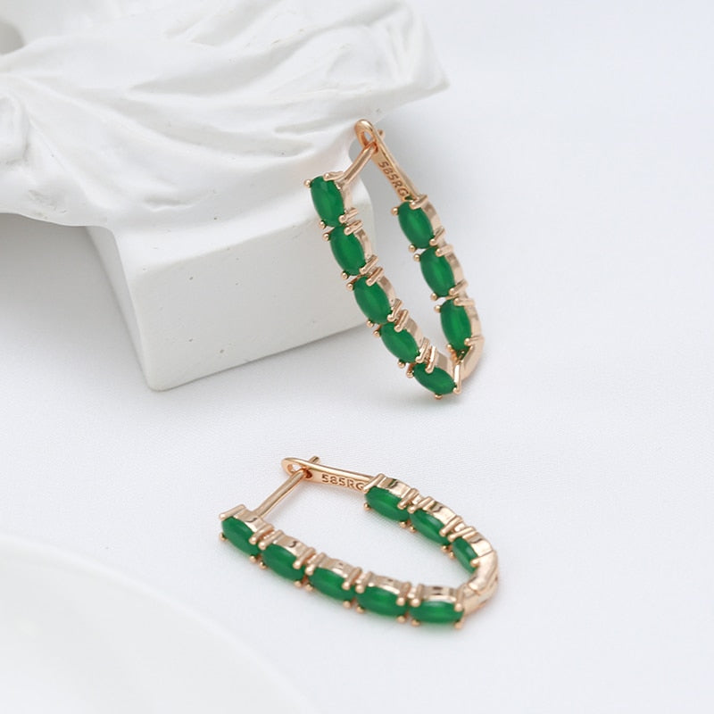 Luxury Oval Cut Artificial Green Zircon Earrings Style HF4U0708