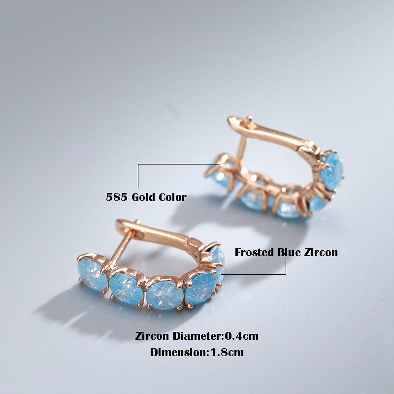 Frosted Blue Zircon 585 Gold Drop Earrings Style HF4U0719JD