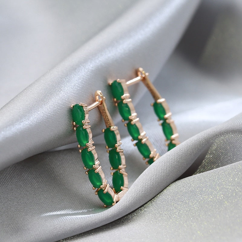 Luxury Oval Cut Artificial Green Zircon Earrings Style HF4U0708