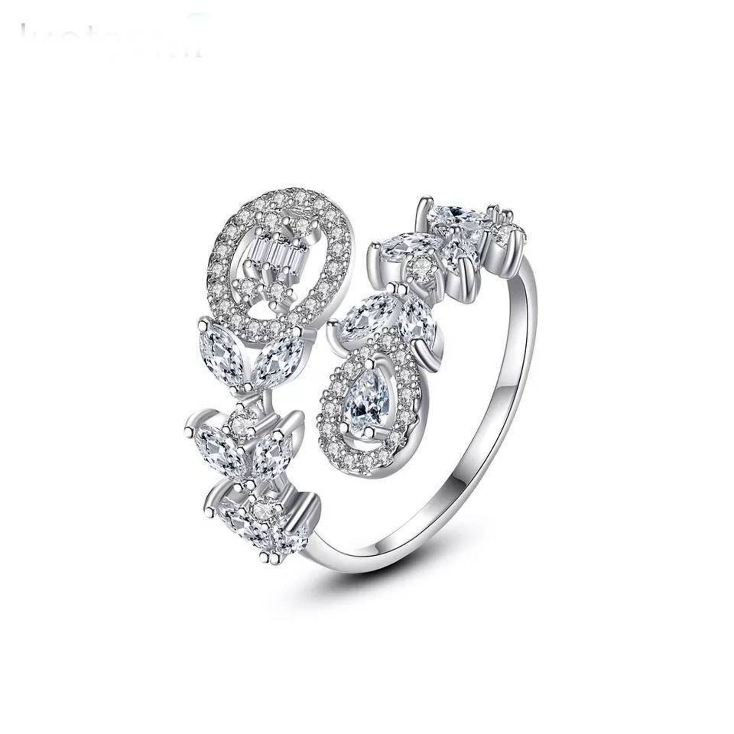 Wedding Adjustable White Gold Plated Ring