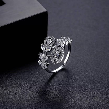 Wedding Adjustable White Gold Plated Ring